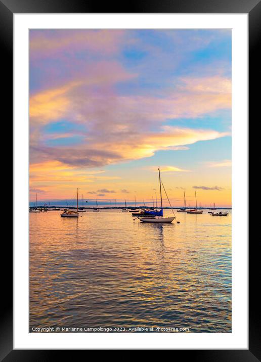 Sailboats at Twilight Framed Mounted Print by Marianne Campolongo