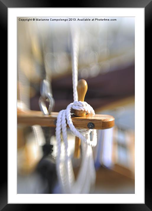 Sailboat Rigging Rockland Maine Framed Mounted Print by Marianne Campolongo