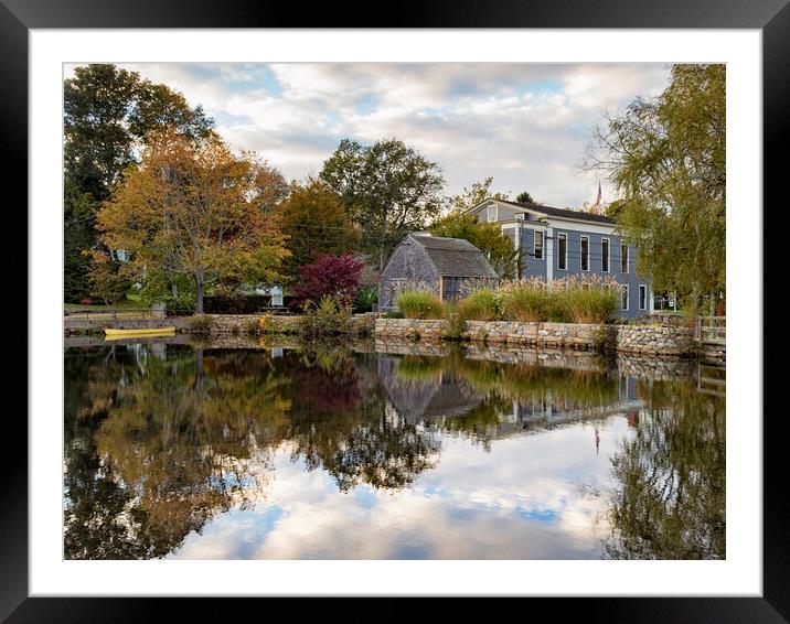 Dexter Grist Mill Reflected in the Mill Pond  Framed Mounted Print by Marianne Campolongo