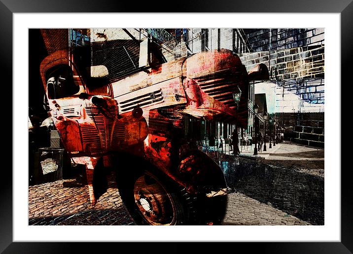 red rusted truck urban collage Framed Mounted Print by olga hutsul