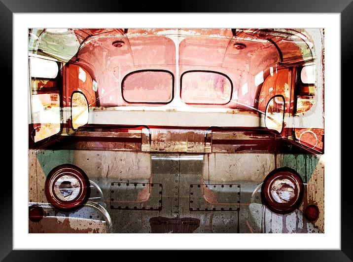 retro old bus collage Framed Mounted Print by olga hutsul