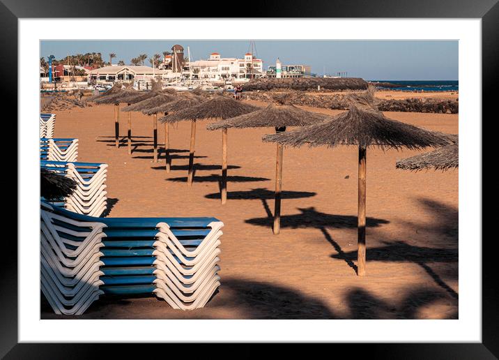 Sunbeds and Umbrellas Framed Mounted Print by Wendy Williams CPAGB