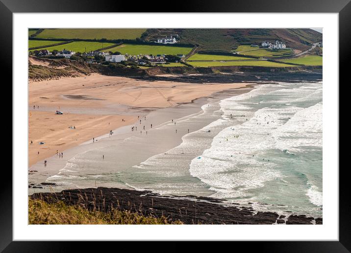 Croyde bay Surfers Framed Mounted Print by Wendy Williams CPAGB
