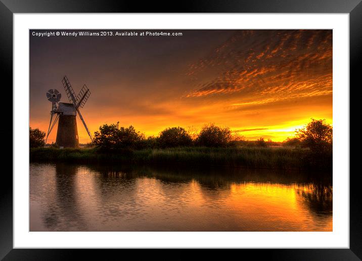 Glowing Norfolk Broads Sunset Framed Mounted Print by Wendy Williams CPAGB