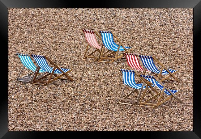 Deckchairs on a Blustery Brighton Beach Framed Print by Wendy Williams CPAGB