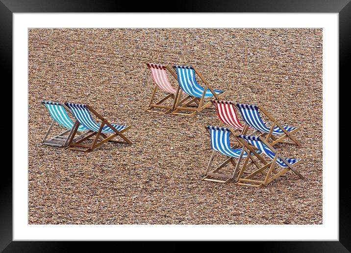 Deckchairs on a Blustery Brighton Beach Framed Mounted Print by Wendy Williams CPAGB