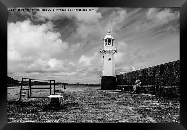  Mevagissey Harbour Lighthouse Framed Print by Wendy Williams CPAGB