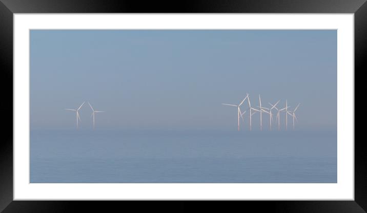 Wind turbines in the Mist Framed Mounted Print by Wendy Williams CPAGB