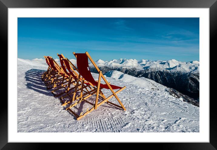 Deckchairs in the Snow in Norway Framed Mounted Print by Wendy Williams CPAGB