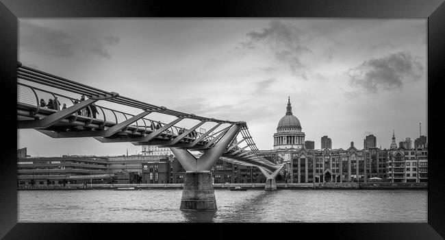 Millennium Bridge and St Pauls Cathedral Framed Print by Wendy Williams CPAGB