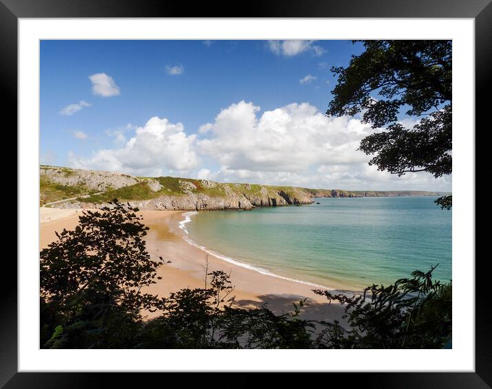 Serene Beauty of Barafundle Bay Framed Mounted Print by Wendy Williams CPAGB