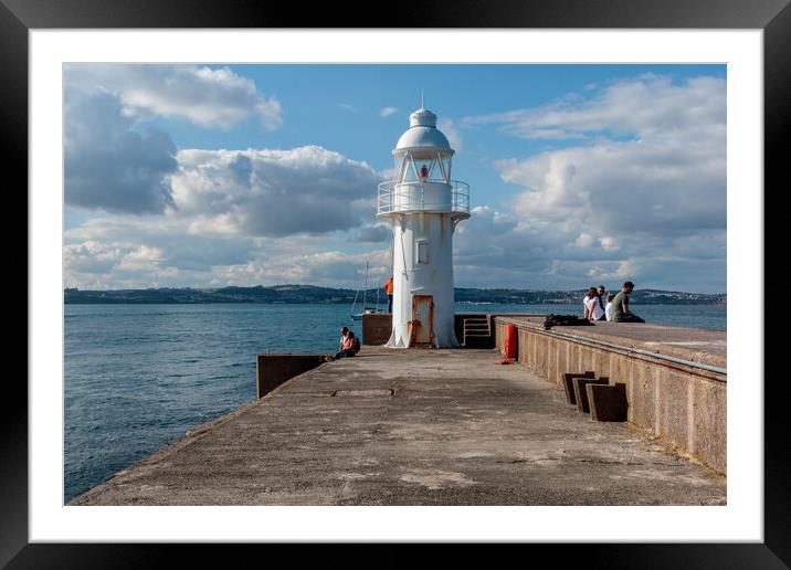 Brixham Jetty and Lighthouse Framed Mounted Print by Wendy Williams CPAGB
