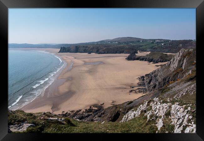 Late afternoon at Three Cliffs Bay Framed Print by Wendy Williams CPAGB