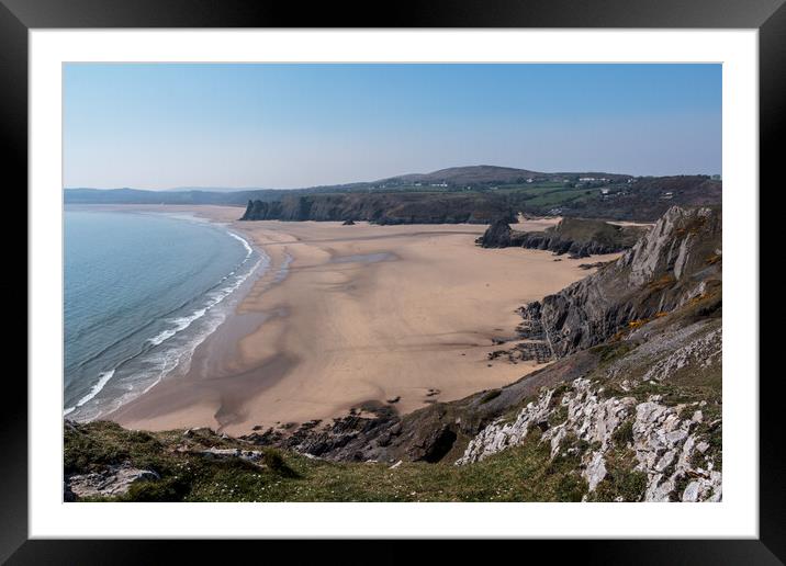 Late afternoon at Three Cliffs Bay Framed Mounted Print by Wendy Williams CPAGB