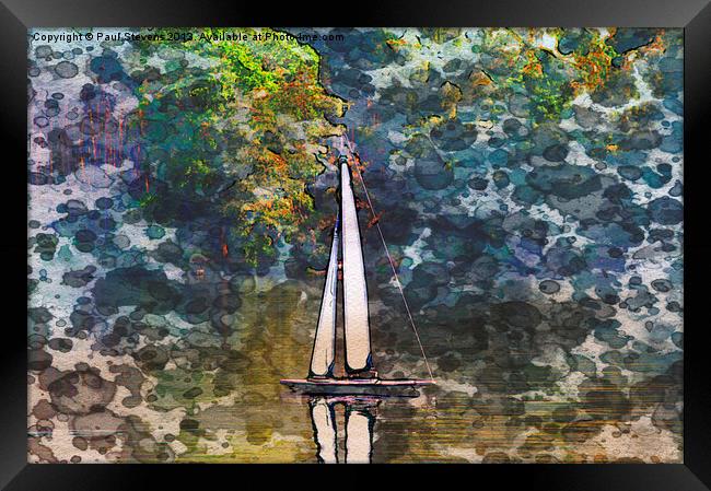 Yacht on the lake Framed Print by Paul Stevens