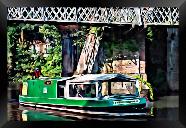 Green Barge Framed Print by Paul Stevens