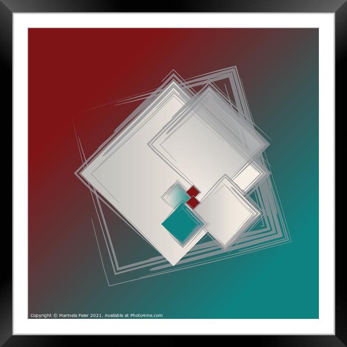 Playful Fibonacci squares Framed Mounted Print by Marinela Feier