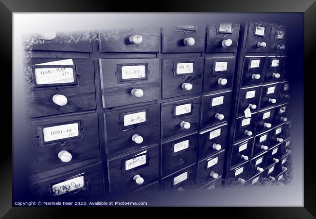 Old library drawers Framed Print by Marinela Feier