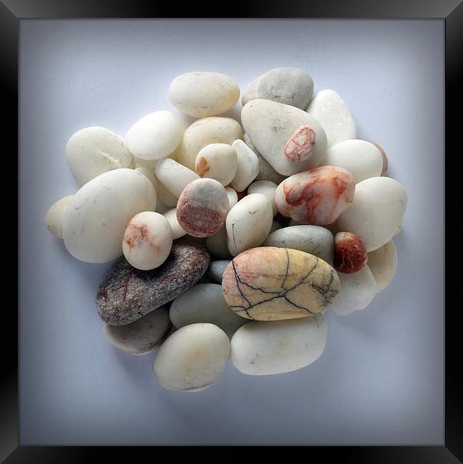  white pebbles 2 Framed Print by Marinela Feier