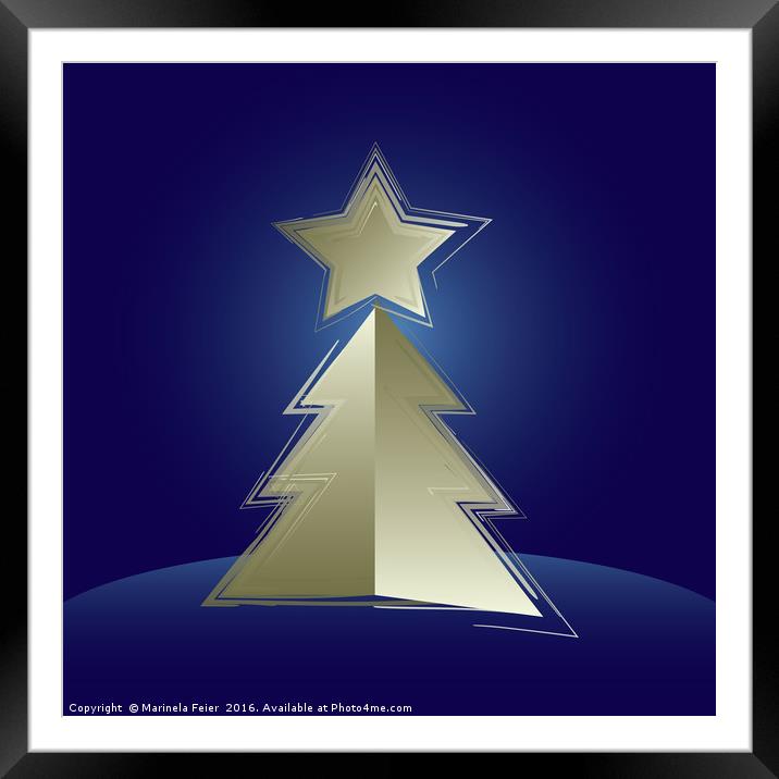 golden Christmas tree Framed Mounted Print by Marinela Feier