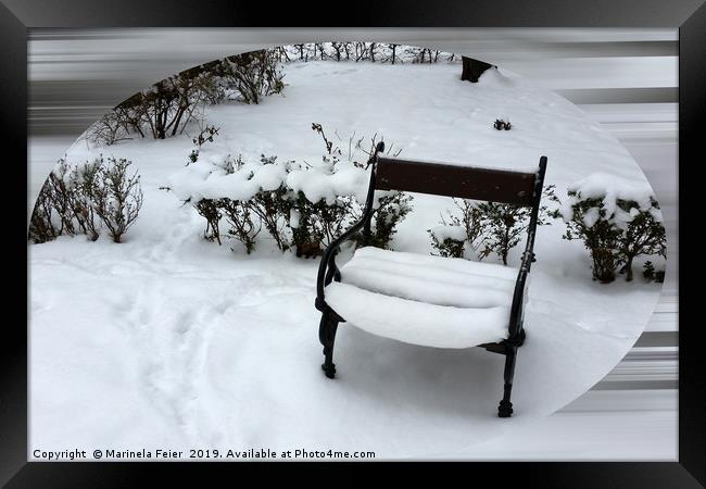 New snow on the armchair Framed Print by Marinela Feier