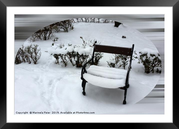 New snow on the armchair Framed Mounted Print by Marinela Feier