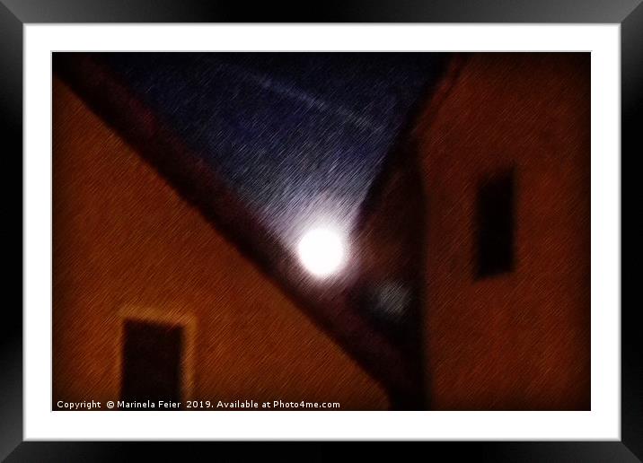 Supermoon over houses Framed Mounted Print by Marinela Feier