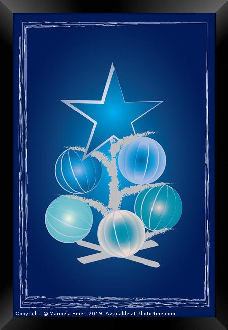 Blue Christmas tree Framed Print by Marinela Feier