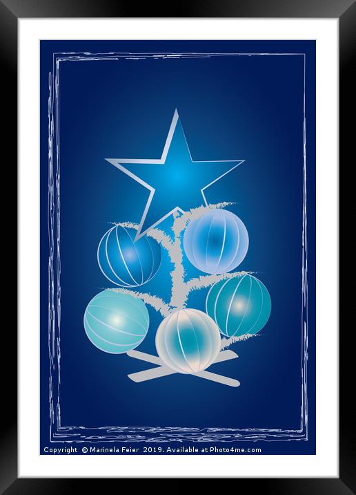 Blue Christmas tree Framed Mounted Print by Marinela Feier