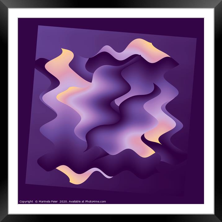 Purple waves Framed Mounted Print by Marinela Feier