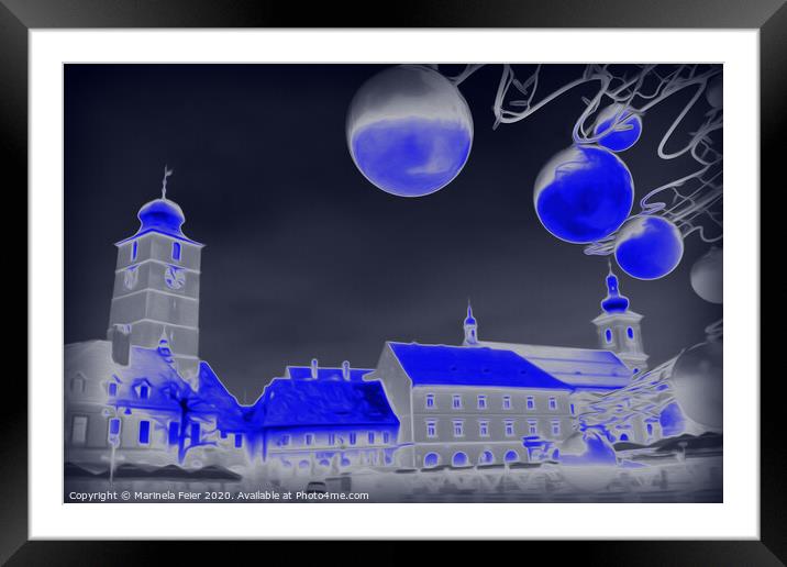 Blue Christmas night Framed Mounted Print by Marinela Feier