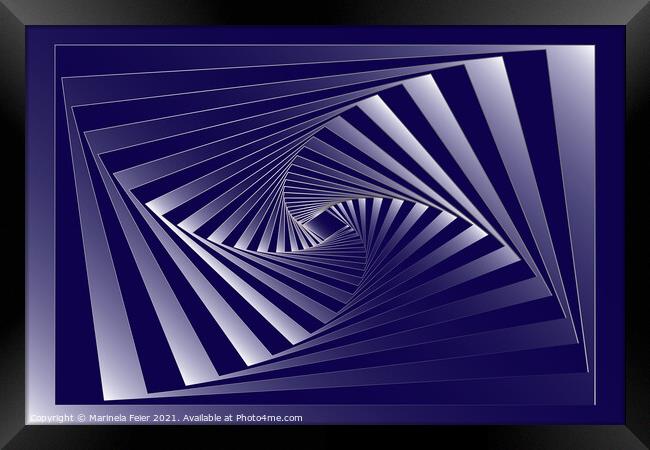 blue zebra geometry Framed Print by Marinela Feier