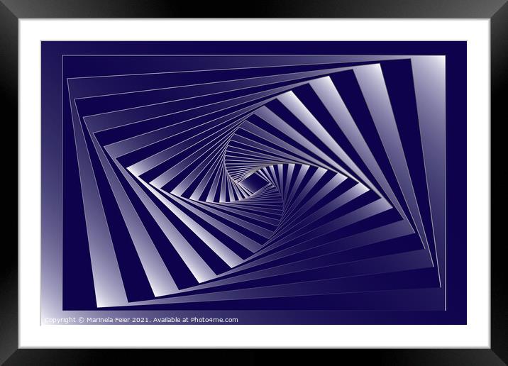 blue zebra geometry Framed Mounted Print by Marinela Feier
