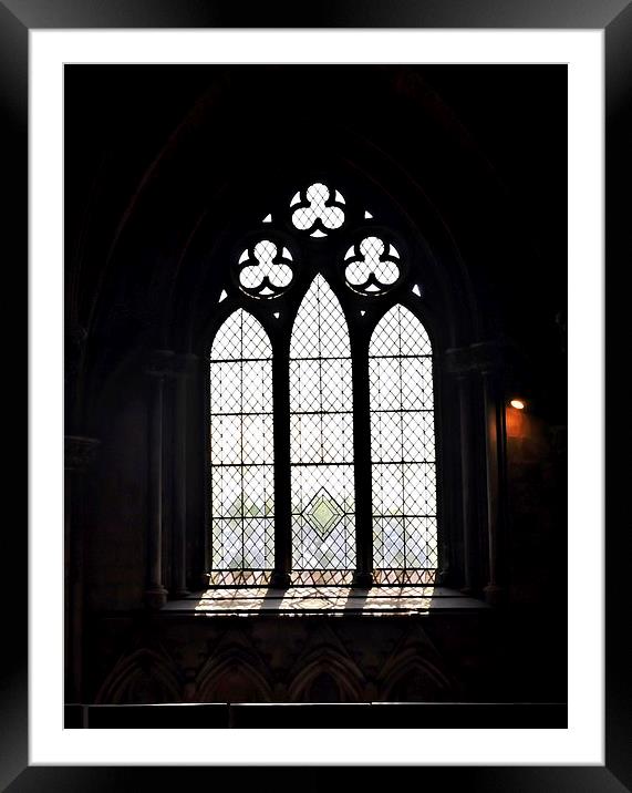 Lichfield Catherdral Window Framed Mounted Print by leonard alexander