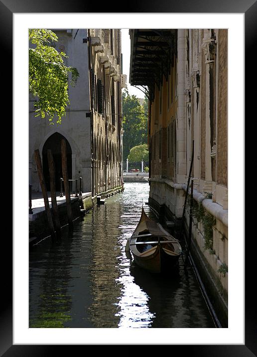 Quiet Canal in Venice Framed Mounted Print by Belinda Greb