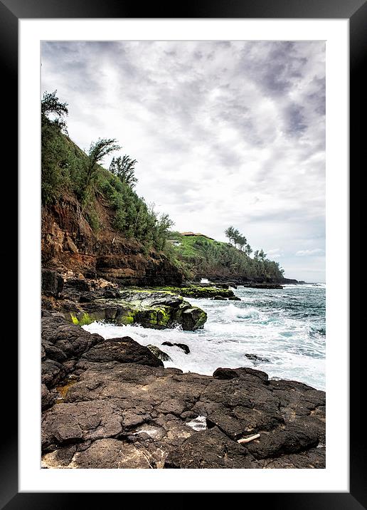 On the Rocks at Secret Beach - Kilauea - Kauai - H Framed Mounted Print by Belinda Greb