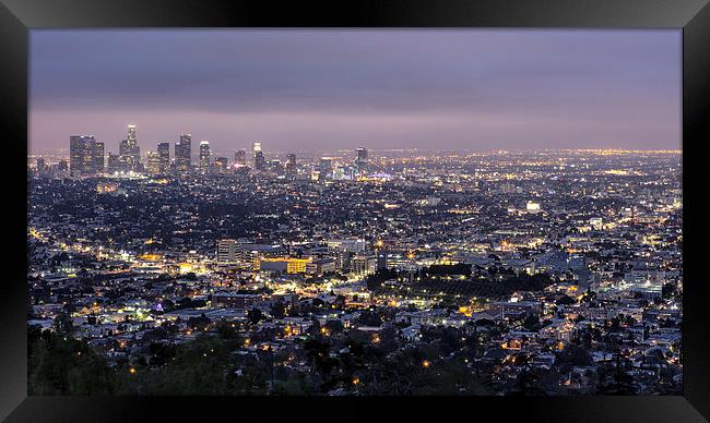 Los Angeles At Night From The Griffith Park Observ Framed Print by Belinda Greb