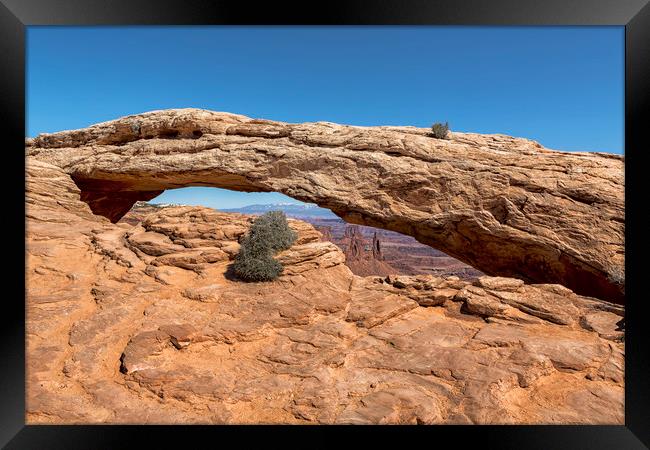 Clear Day at Mesa Arch - Canyonlands National Park Framed Print by Belinda Greb