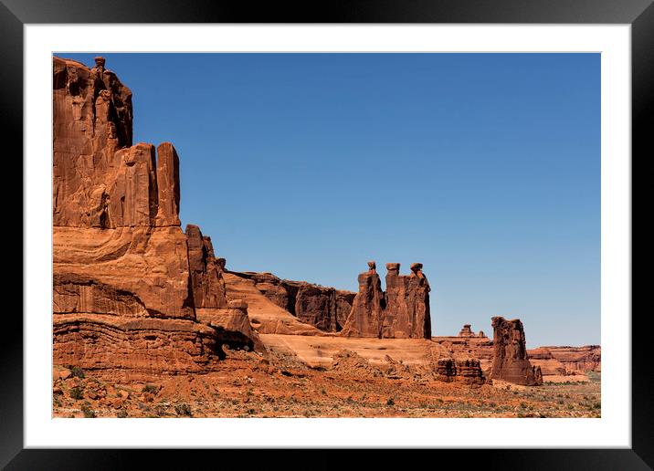 Three Gossips - Arches National Park Framed Mounted Print by Belinda Greb