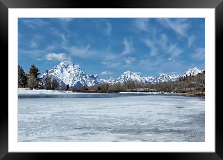 Grand Tetons and Snake River from Oxbow Bend Framed Mounted Print by Belinda Greb
