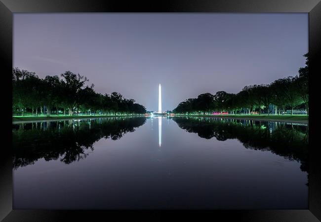 Washington Memorial from the Lincoln Memorial No.  Framed Print by Belinda Greb