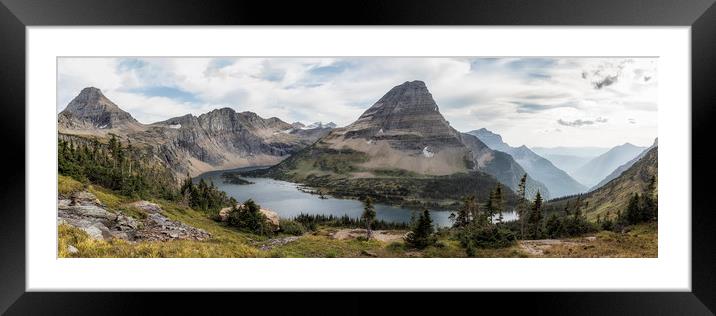 Hidden Lake and Bearhat Mountain Panorama - Late A Framed Mounted Print by Belinda Greb
