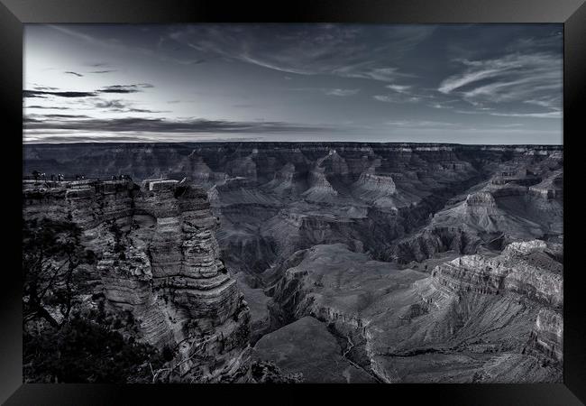 Early Evening at the Grand Canyon No. 1 bw Framed Print by Belinda Greb
