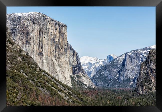 El Capitan, Half Dome and Sentinel Rock from Tunne Framed Print by Belinda Greb