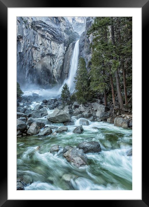 Lower Yosemite Falls Framed Mounted Print by Belinda Greb