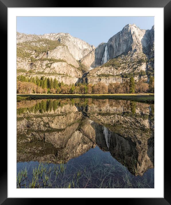 View of Yosemite Falls from Cook's Meadow Framed Mounted Print by Belinda Greb