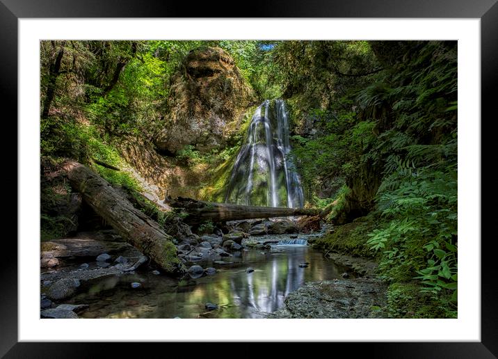 Spirit Falls with Reflections Framed Mounted Print by Belinda Greb
