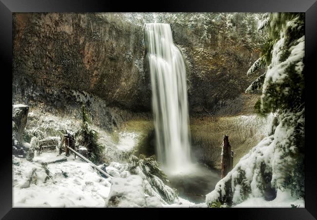 Salt Creek Falls on a Winter's Day Framed Print by Belinda Greb