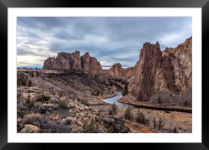 Twilight at Smith Rock State Park Framed Mounted Print by Belinda Greb