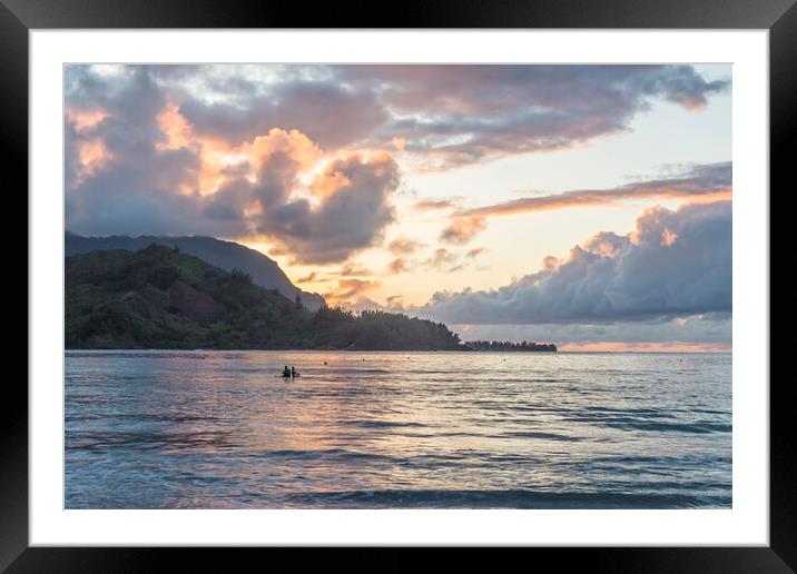 Sunset at Hanalei Bay, No. 3 Framed Mounted Print by Belinda Greb
